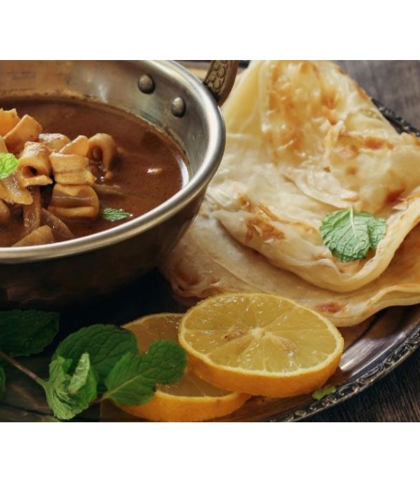 Roti served alongside a delicious curry